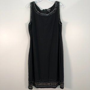 Adrianna Papell Black Beaded Detail Tank Dress